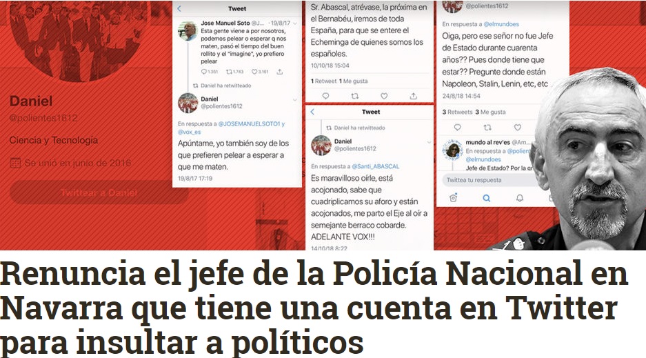 A screenshot of eldiario.es and its article on October 23 2018 (courtesy of eldiario.es)